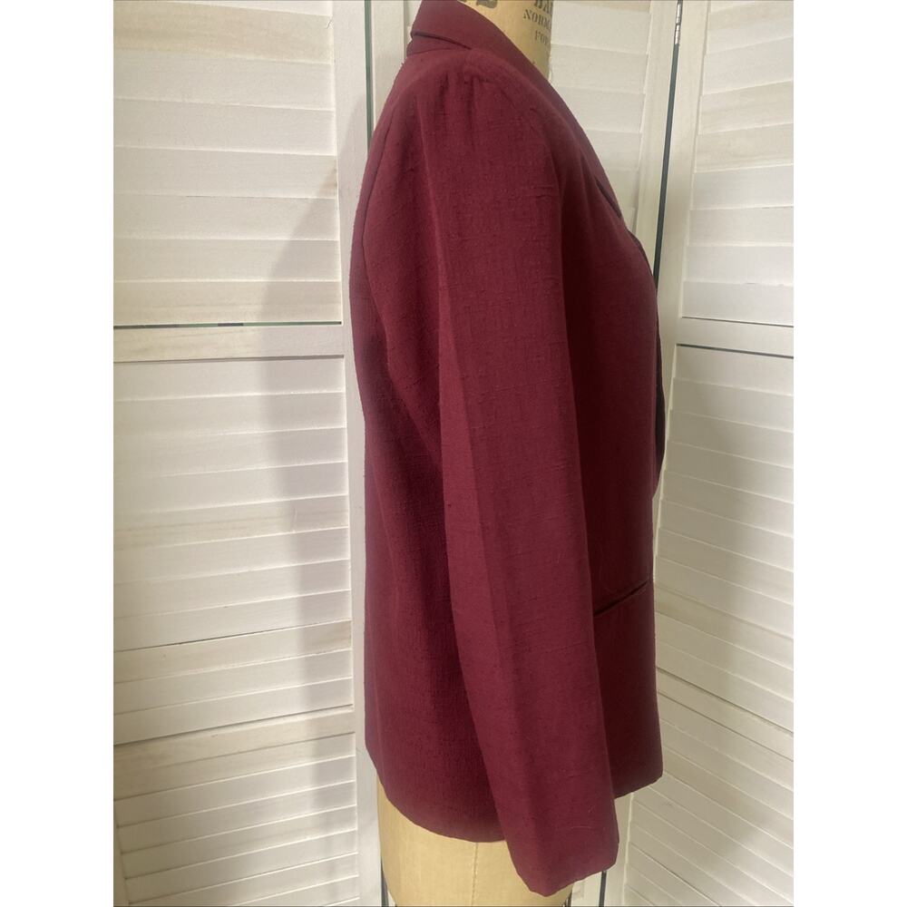 80s 90s Ship N Shore Women’s Sz 10P Med Blazer Jacket Maroon Single Breasted - Picture 2 of 8